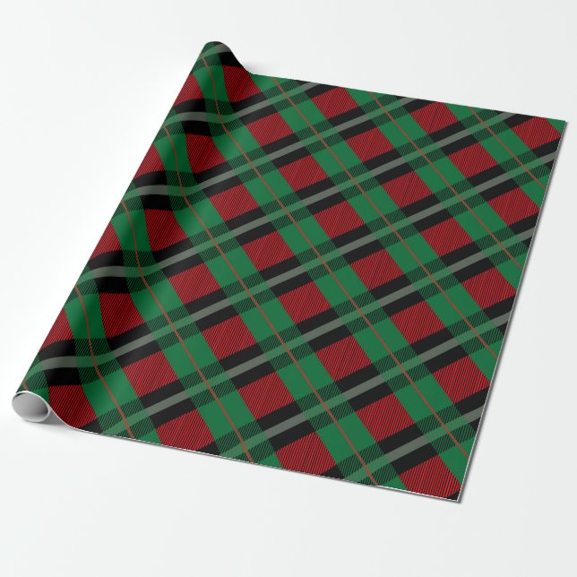 Red Green Buffalo Plaid Tartan Plaid Christmas  Wrapping Paper (Unrolled)