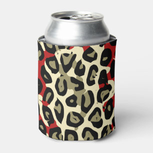 Red Green Camouflage Cheetah Abstract Can Cooler