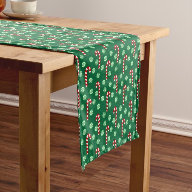 Red Green Candy Cane Peppermint Christmas Holiday  Short Table Runner (In Situ)