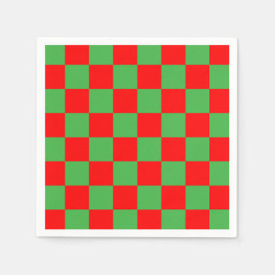 Red Green Check Checkered Pattern  Napkin