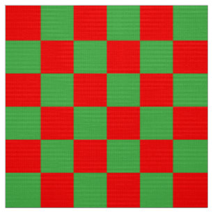 Red Green Check Chequered Pattern Fabric