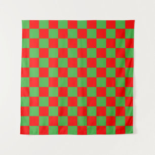 Red Green Check Chequered Pattern Tapestry