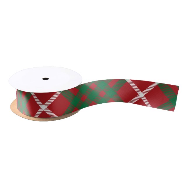 Red & Green Check Satin Ribbon (Spool)