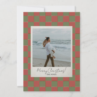 Red & Green Checkerboard Christmas Photo Card