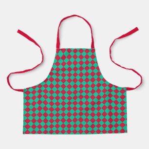 Red Green Chequered Diamond Pattern Apron
