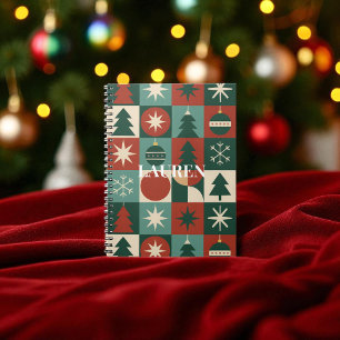 Red Green Chequered Mid Century Holiday Notebook
