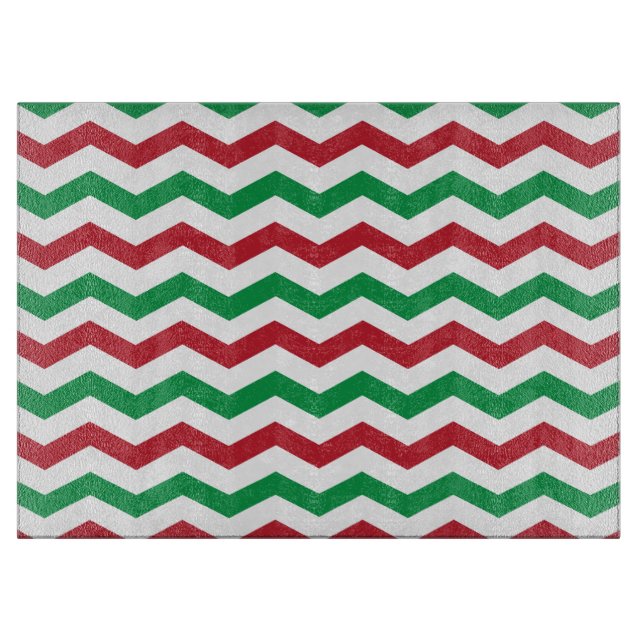Red & Green Chevron Cutting Board (Front)