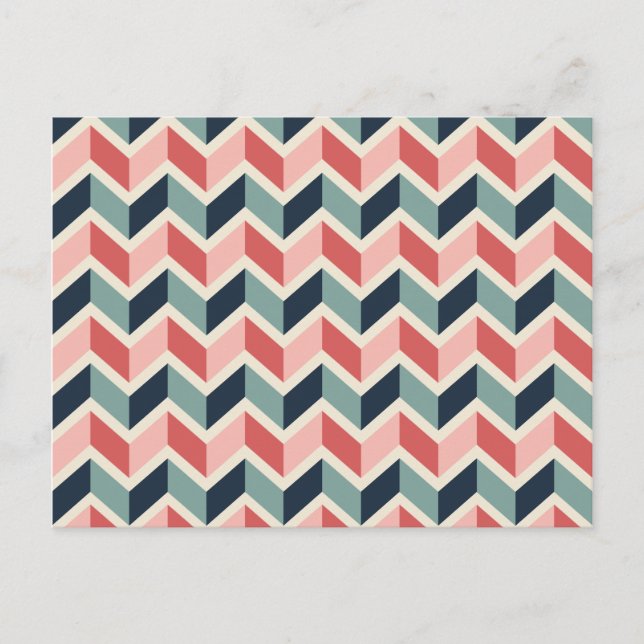 Red Green Chevron Pattern Geometric Designs Colour Postcard (Front)