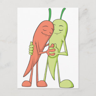 Red Green Chilli Lovers Sweethearts Postcard