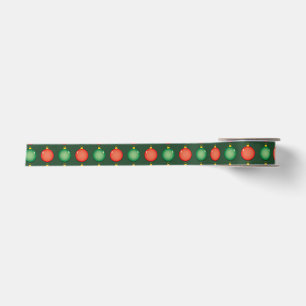 Red Green Christmas Balls Festive Xmas Satin Ribbon