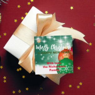 Red Green Christmas Baubles Winter Wonderland Favour Tags