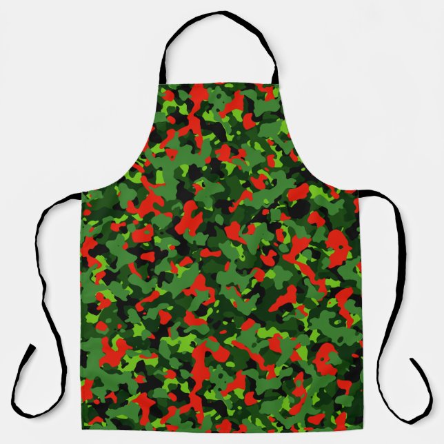 RED & GREEN CHRISTMAS CAMO PATTERN APRON (Front)