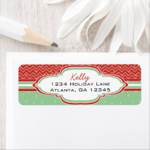 Red Green Christmas Chevron Pattern Return Address Return Address Label