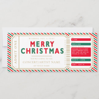 Red Green Christmas Concert Ticket Gift Voucher Invitation