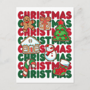 Red Green Christmas Detailed Graphics Postcard