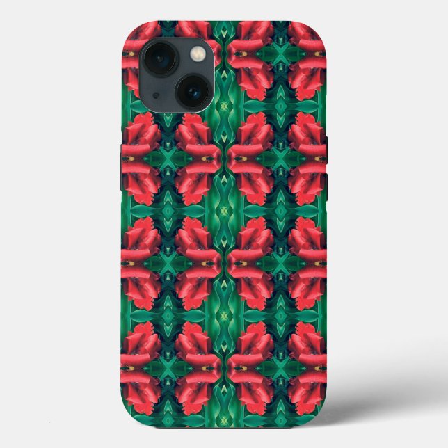 Red Green Christmas Floral Pattern 4Eva Case-Mate iPhone Case (Back)