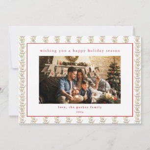 Red & Green Christmas Garland Holiday Photo Card