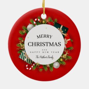 Red Green Christmas Gifts  Ceramic Ornament