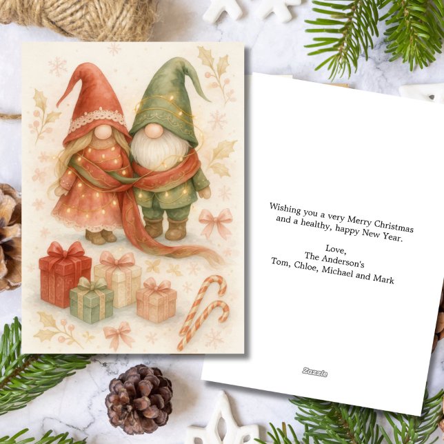 Red Green Christmas Holiday Gnome Greeting Card (Red Green Gnome couple Christmas Holiday Season's Greeting Card. Printed or Digital Download)