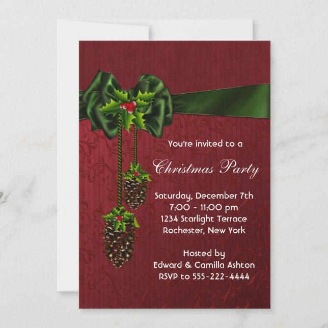 Red Green Christmas Holiday Party Invitation (Front)