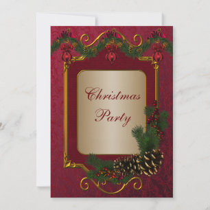 Red Green Christmas Holiday Party Invitation