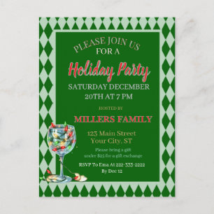 Red & Green Christmas Holiday Party  Postcard