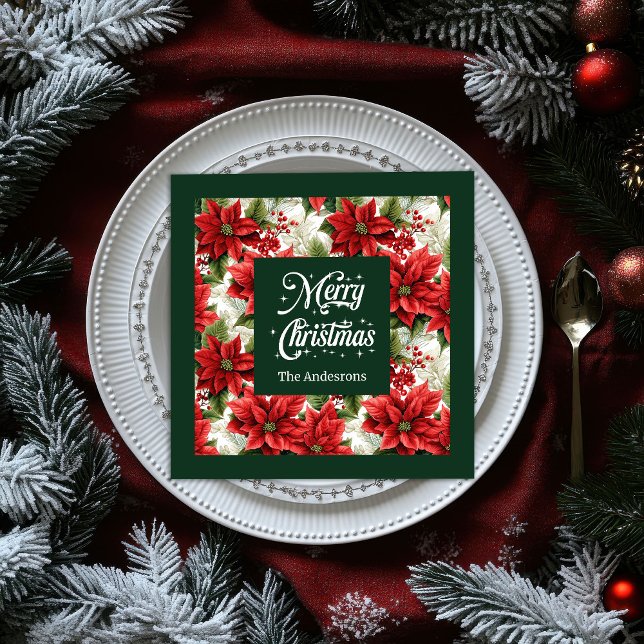 Red Green Christmas Napkins Traditional Chic Gift (Red Green Christmas Napkins Traditional Chic Gift)