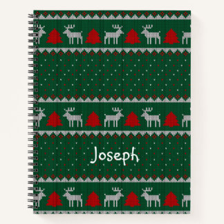 Red & green Christmas notebook Christmast tree 