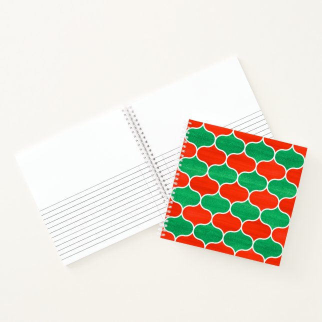 Red Green Christmas Ogee Pattern Sketch Notes Notebook (Inside)
