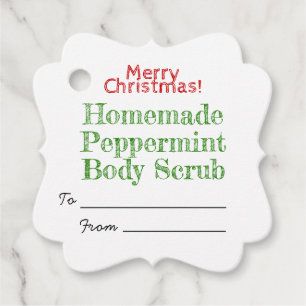 Red Green Christmas Peppermint Body Scrub Spa Favour Tags
