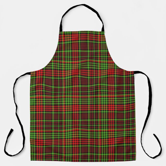 RED & GREEN CHRISTMAS PLAID PATTERN APRON (Front)