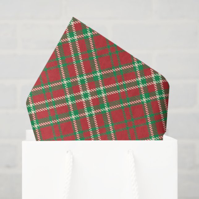 Red green Christmas plaid pattern tissue paper (Gift Bag)