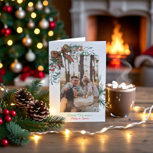 Red Green Christmas Plaid Photo Holiday Card