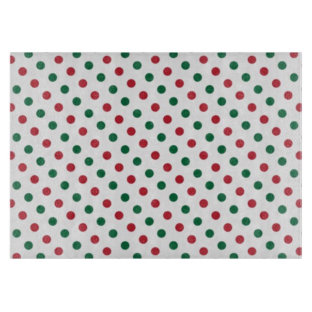 Red & Green Christmas Polka Dot Pattern Cutting Board (Front)