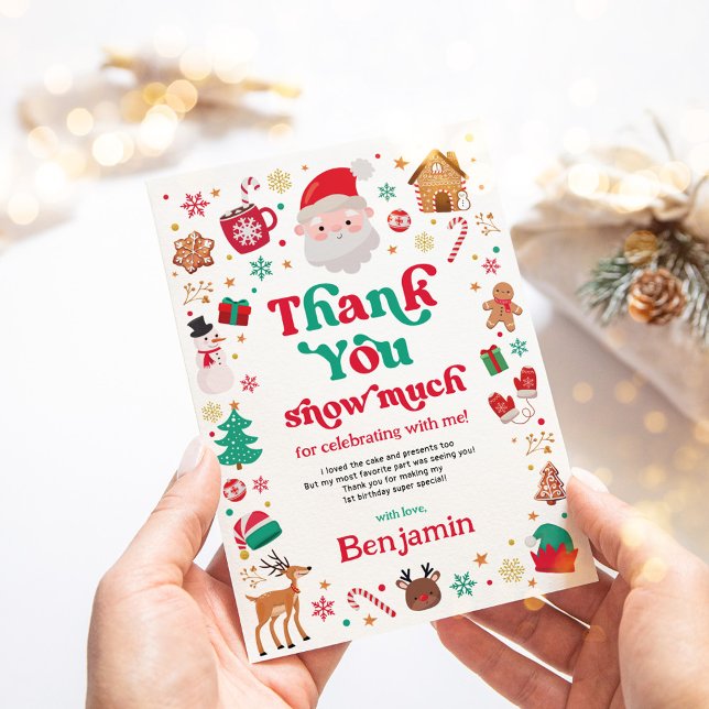 Red Green Christmas Santa Birthday Thank You Card (Creator Uploaded)