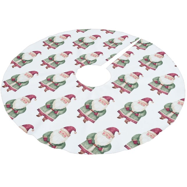 Red Green Christmas Santa Claus Brushed Polyester Tree Skirt (Angled)