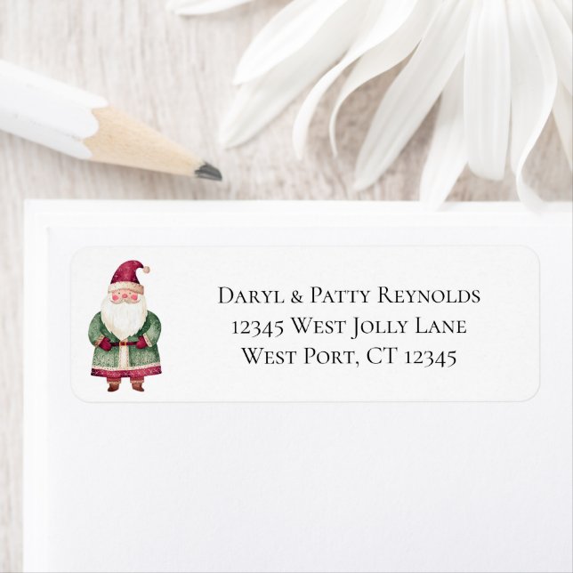 Red Green Christmas Santa Claus Return Address Label (Insitu)
