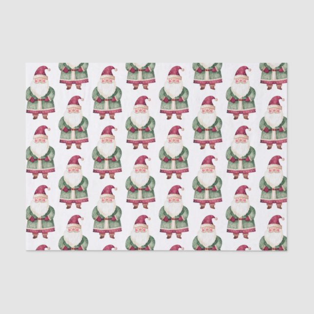Red Green Christmas Santa Claus Tissue Paper (Front)