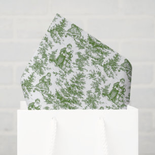 Red & Green Christmas Santa Toile Tissue Paper