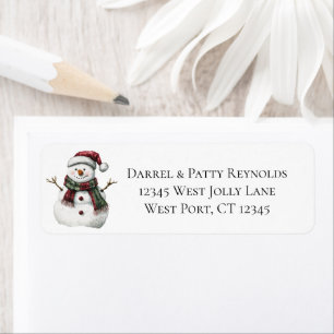 Red Green Christmas Snowman Return Address Label