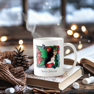 Red Green Christmas Solstice Fairy Coffee Mug