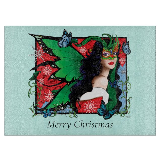 Red Green Christmas Solstice Fairy Cutting Board (Front)