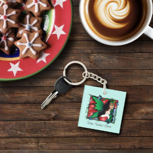 Red Green Christmas Solstice Fairy Key Ring