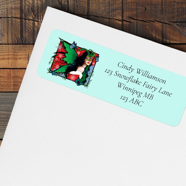 Red Green Christmas Solstice Fairy Return Address Label (Creator Uploaded)