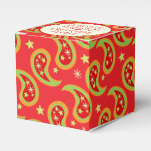 Red green Christmas star paisley gift box