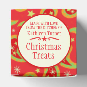 Red green Christmas star paisley gift box