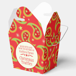 Red green Christmas star paisley gift box