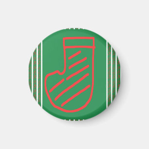 Red Green Christmas Stocking on Green Magnet