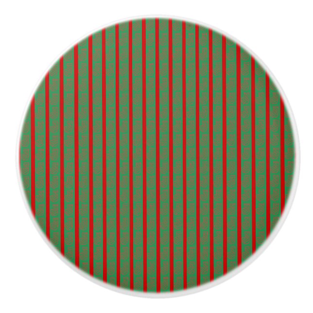 Red Green Christmas Stocking on Green Red Ceramic Knob (Front)