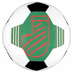 Red Green Christmas Stocking on Green Soccer Ball